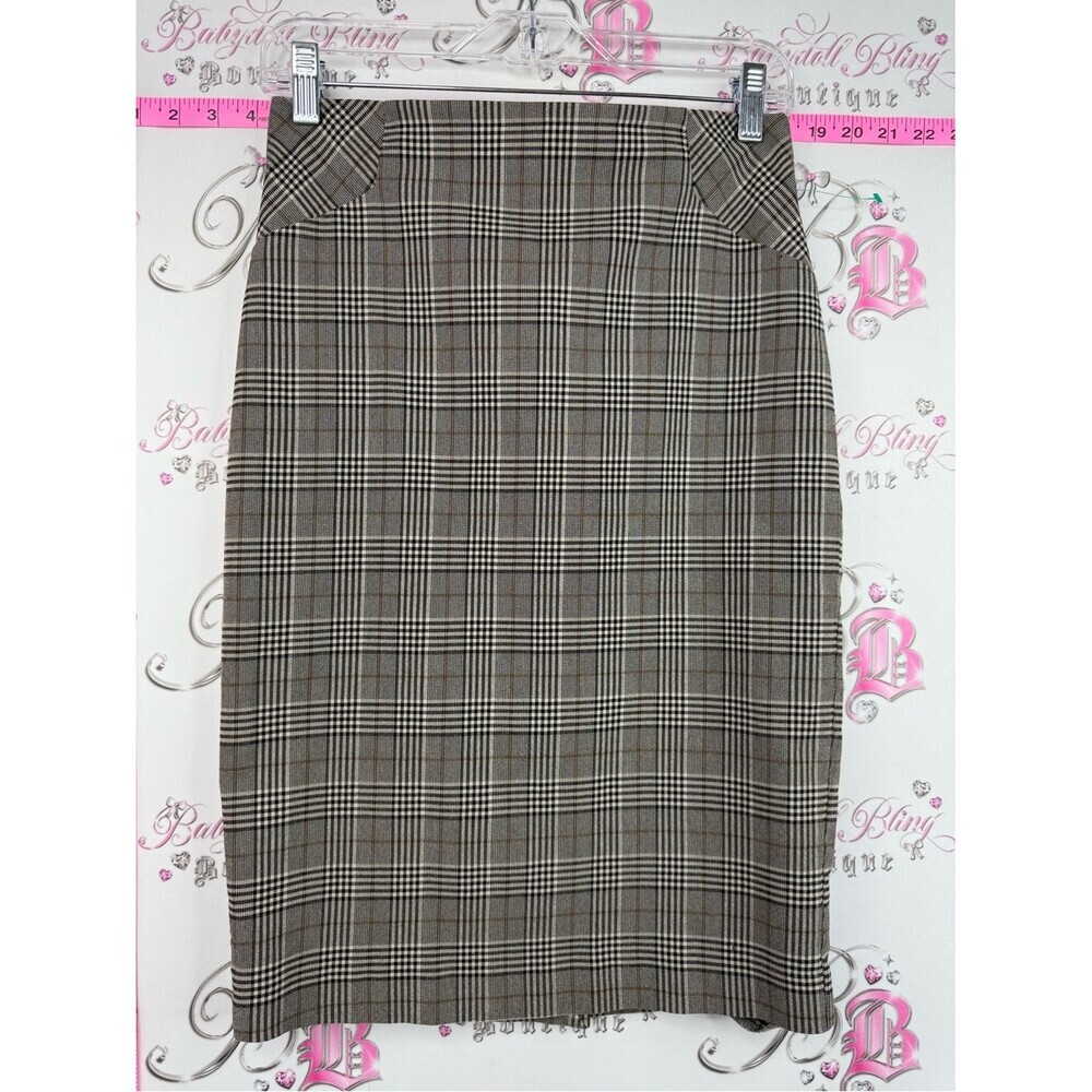 RW&CO. Skirt striped Plaid Pencil Skirt in Brown, Black and Cream